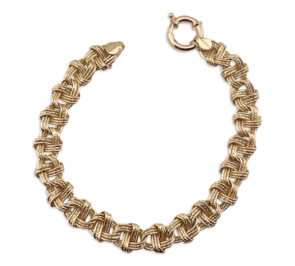sterling silver 7-1/2" gold wash woven style bracelet
