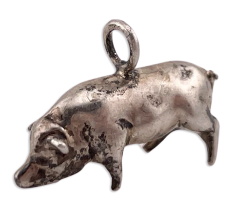 sterling silver 3D pig pendant