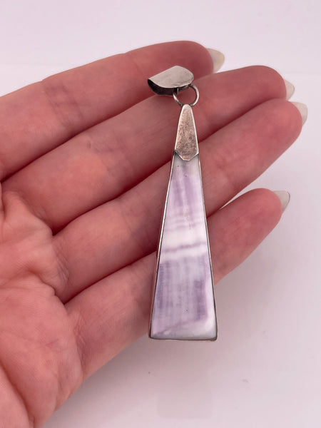 sterling silver 2-5/8" wampum shell pendant