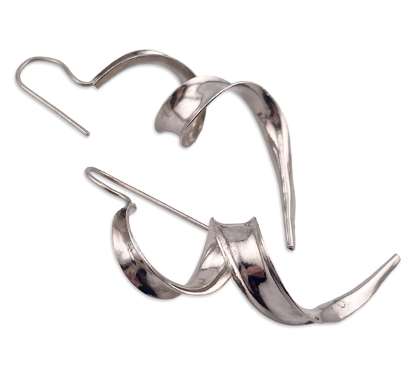 sterling silver 2-1/2" spiral hook earrings