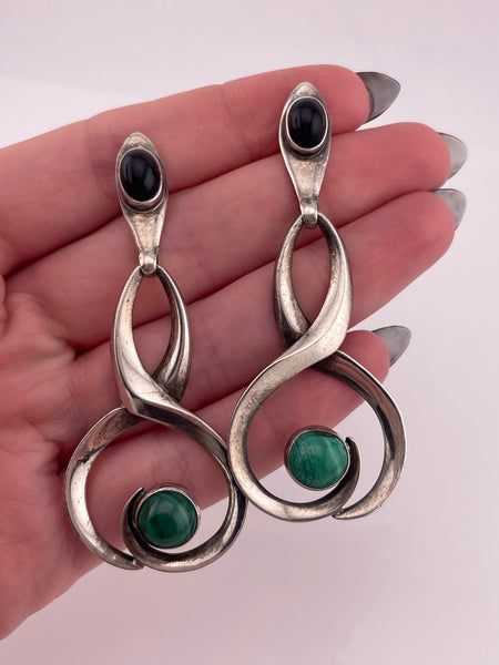sterling silver onyx malachite post earrings ***Not Sterling Posts***