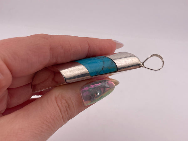 sterling silver DTR 2-7/8" stabilized turquoise pendant