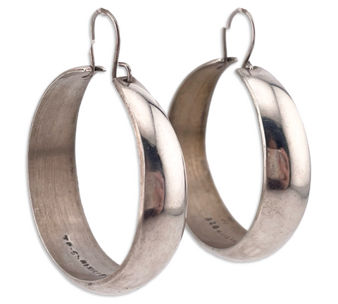 sterling silver 1-1/2" hoop earrings