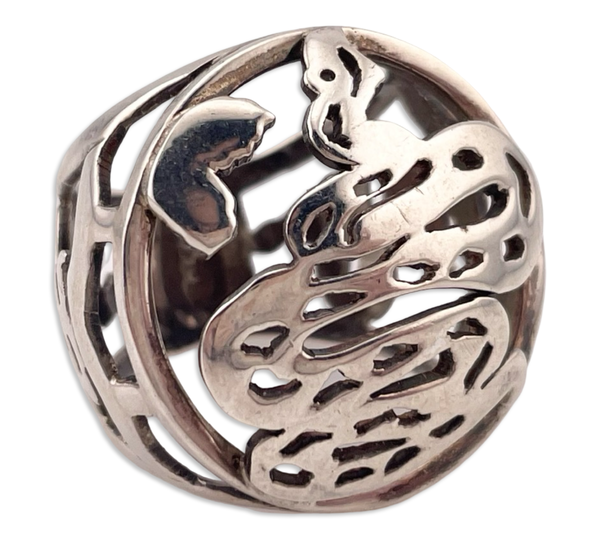size 9 sterling silver chunky snake design cut-out ring