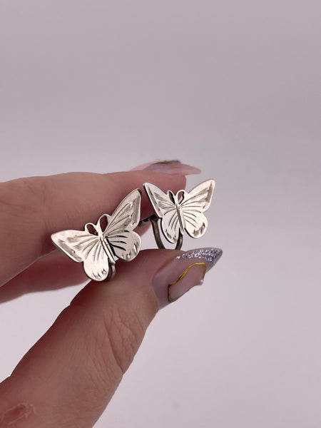 sterling silver butterfly screw-back earrings