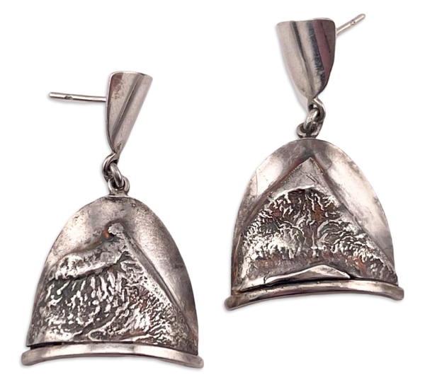 sterling silver artisan mountain post dangle earrings
