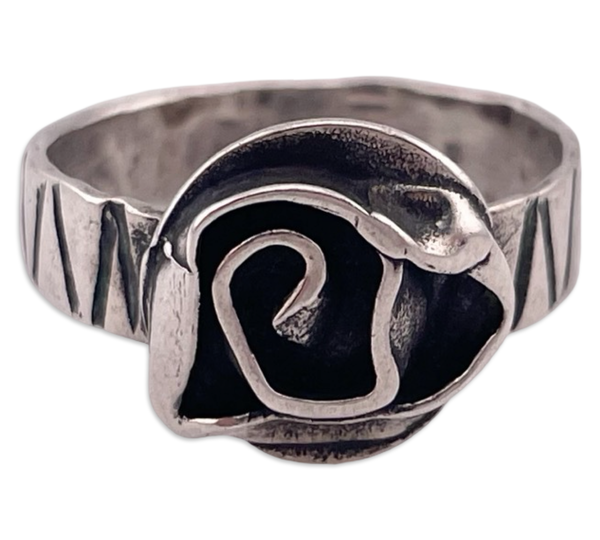 size 8 sterling silver artisan flower rose ring