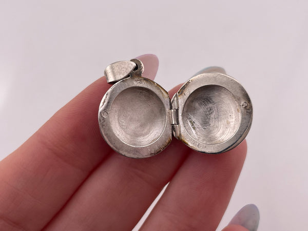 sterling silver round etched locket pendant