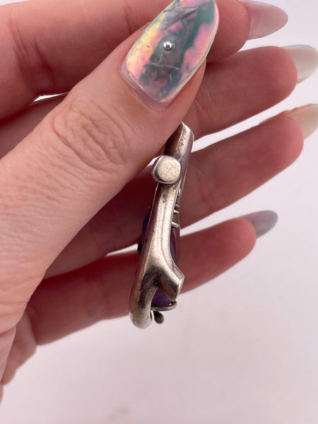 sterling silver heavy Mexican Taxco amethyst pendant