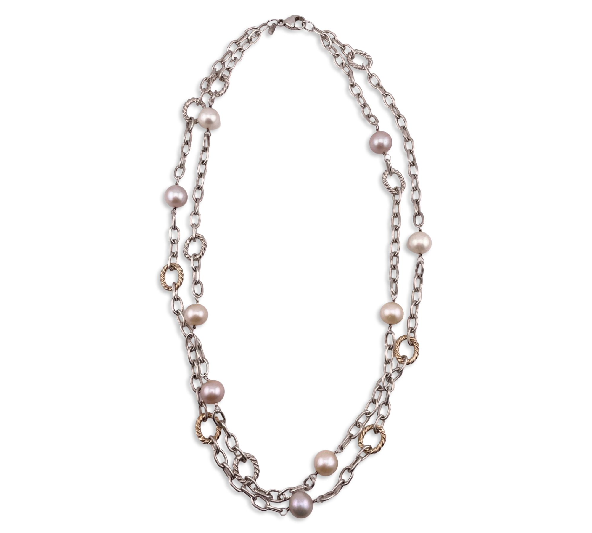 sterling silver & gold plated double strand IPS Imperial Pearl Syndicate necklace