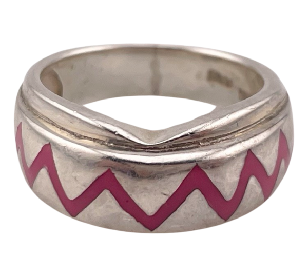 size 6.75 sterling silver pink zig zag ring