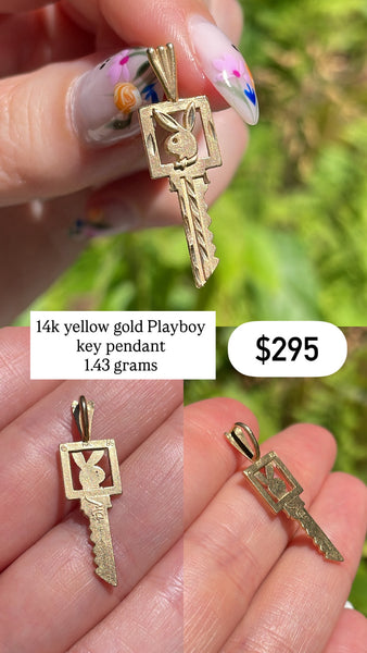 RESERVED PRIVATE LISTING -- 14k gold Playboy key pendant A17