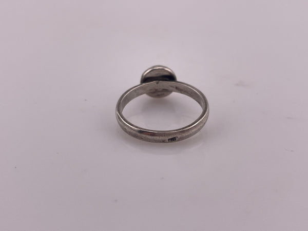 size 7.75 sterling silver round amber ring