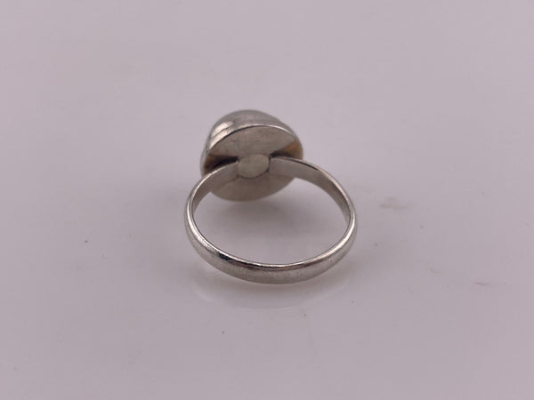 size 7.75 sterling silver round rainbow moonstone ring
