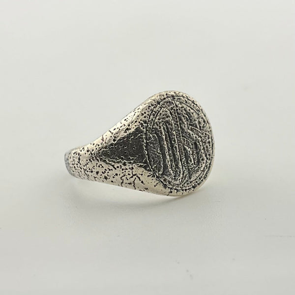size 6 sterling silver 'DS' letters initials textured ring ***AS IS***