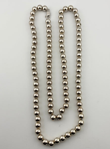 30-1/2" sterling silver 'pearl' shaped stoneless necklace