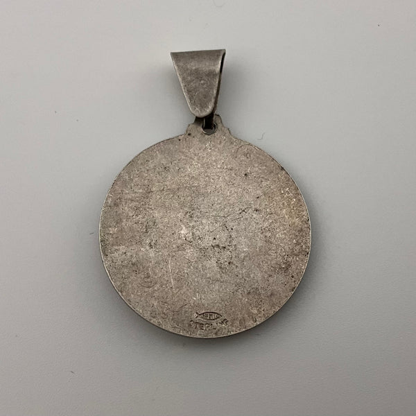 sterling silver St. Barbara garnet pendant