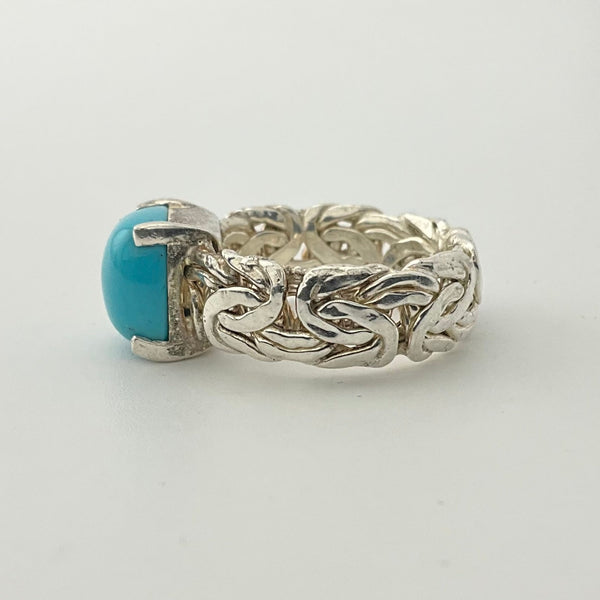 size 7.5 sterling silver stabilized turquoise ring