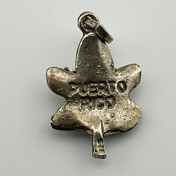 sterling silver frog leaf 'Puerto Rico' souvenir pendant