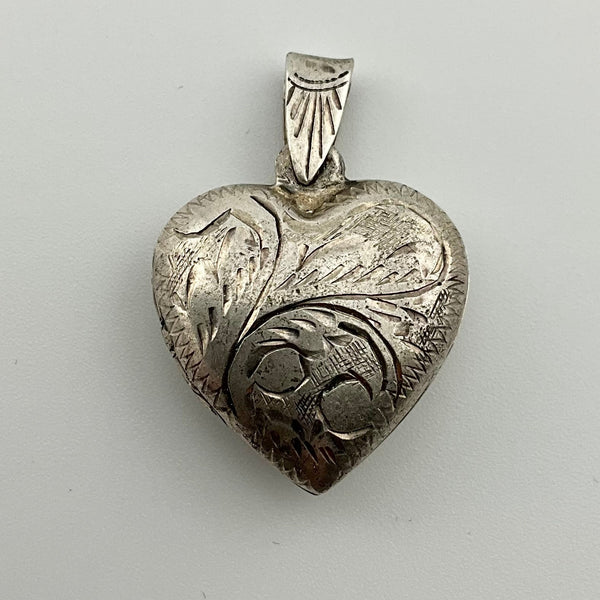 sterling silver heart etched locket pendant