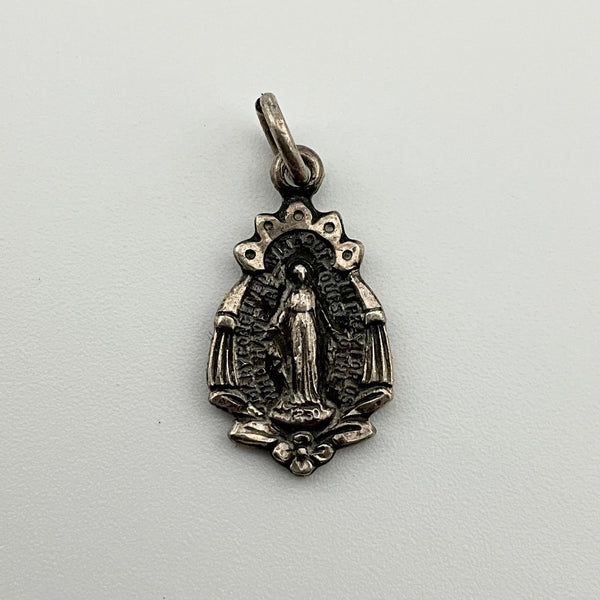 sterling silver tiny petite St. Mary charm pendant