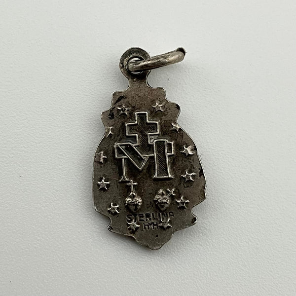 sterling silver tiny petite St. Mary charm pendant