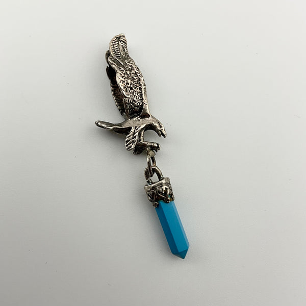 sterling silver bird blue plastic crystal pendant