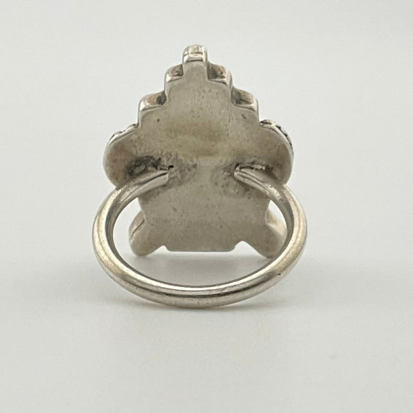 size 6.25 sterling silver turquoise jet Kachina ring