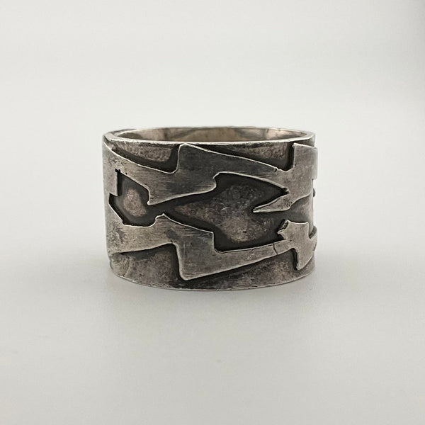 size 11.75 sterling silver wide band stoneless ring