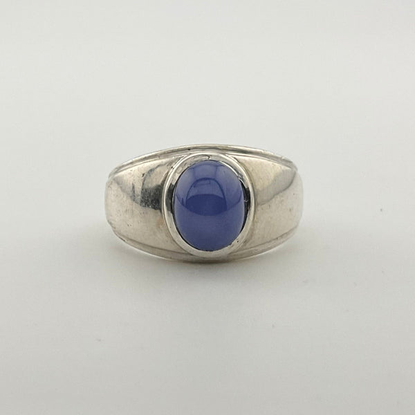 size 10.75 sterling silver synthetic star sapphire ring