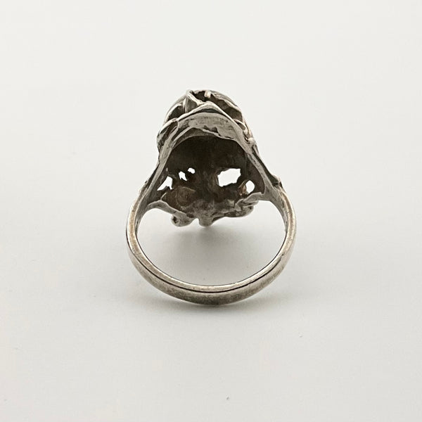 size 7.5 sterling silver Art Nouveau ball sphere ring