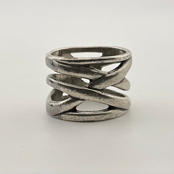 size 7 sterling silver lines stoneless ring