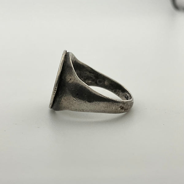 size 7.75 sterling silver coin side profile coin ring