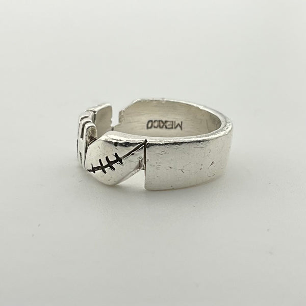 size 4 sterling silver 'Josh' name football ring