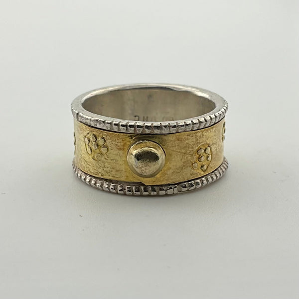 size 7 sterling silver gold plated stamped band ring