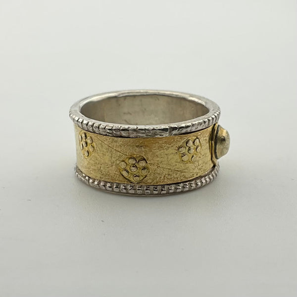 size 7 sterling silver gold plated stamped band ring