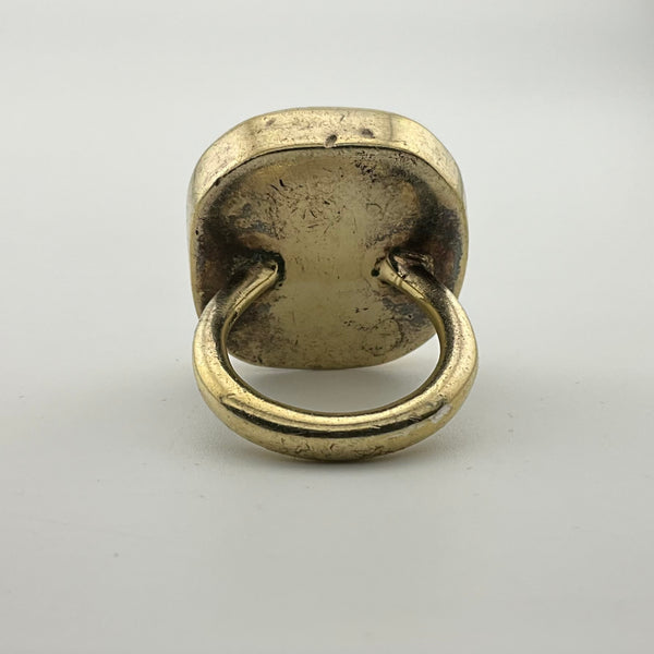 size 7.25 sterling silver gold plated faceted chalcedony ring ***AS IS***