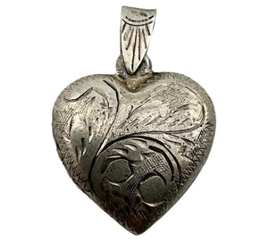 sterling silver heart etched locket pendant