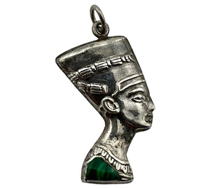 sterling silver Nefertiti malachite pendant