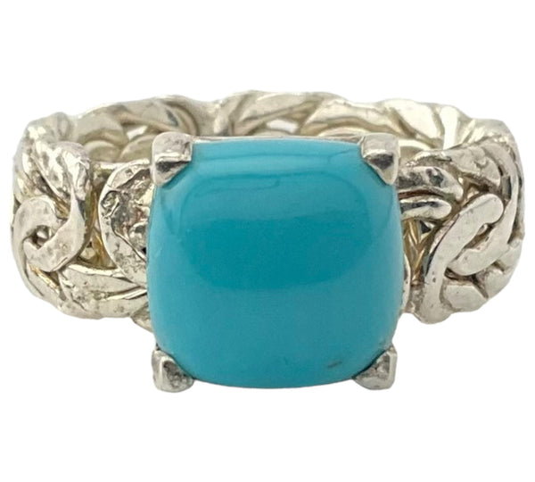 size 7.5 sterling silver stabilized turquoise ring