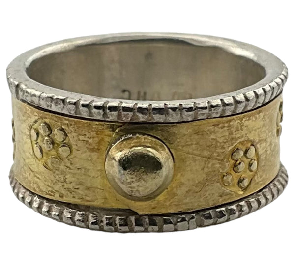 size 7 sterling silver gold plated stamped band ring
