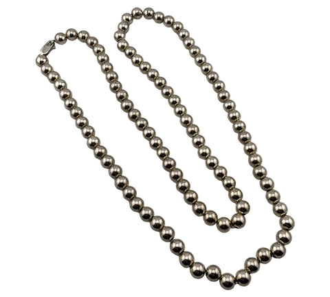 30-1/2" sterling silver 'pearl' shaped stoneless necklace
