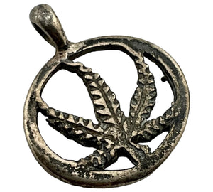 sterling silver pot leaf pendant