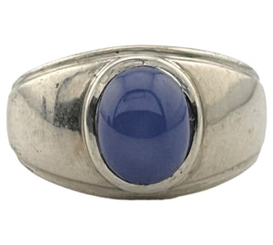 size 10.75 sterling silver synthetic star sapphire ring