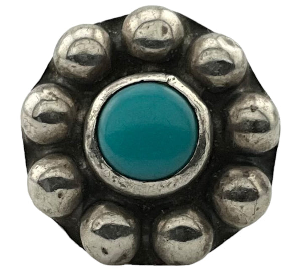 size 2.5 sterling silver synthetic turquoise ring ***AS IS***