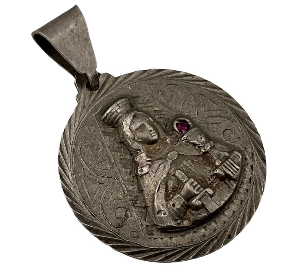 sterling silver St. Barbara garnet pendant