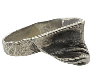 size 6.5 sterling silver abstract stoneless hammered band ring