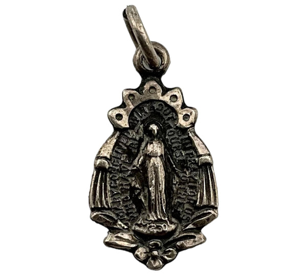sterling silver tiny petite St. Mary charm pendant