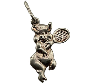 sterling silver pig tennis racket pendant