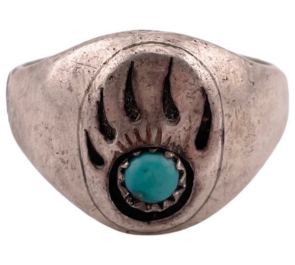 size 11.75 sterling silver turquoise bear paw ring **AS IS**